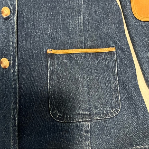 Vintage Orvis Womens Safari Style Blue Denim Jacket- Leather Trim- Size 8 NWOT - Picture 7 of 10